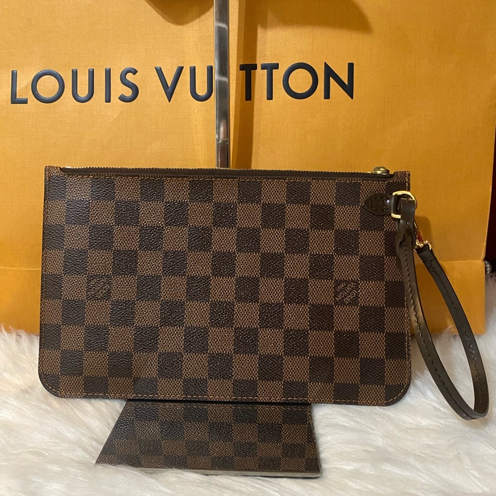 Louis Vuitton Brown Damier Ebene Wristlet Clutch